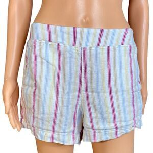 Gap Striped Multicolor Linen Blend Shorts with Pockets Womens Size Medium